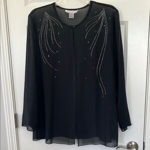 Silhouettes Black Sheer Embellished/Beaded Jacket - Size 14